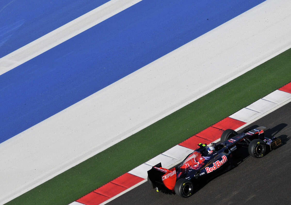 The Toro Rosso of Jean-Eric Verne practices Saturday at the Circuit of the America's in Austin.
