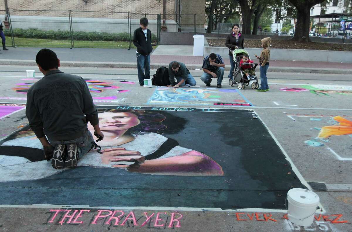 Downtown chalk art doesn't last, but good feeling does