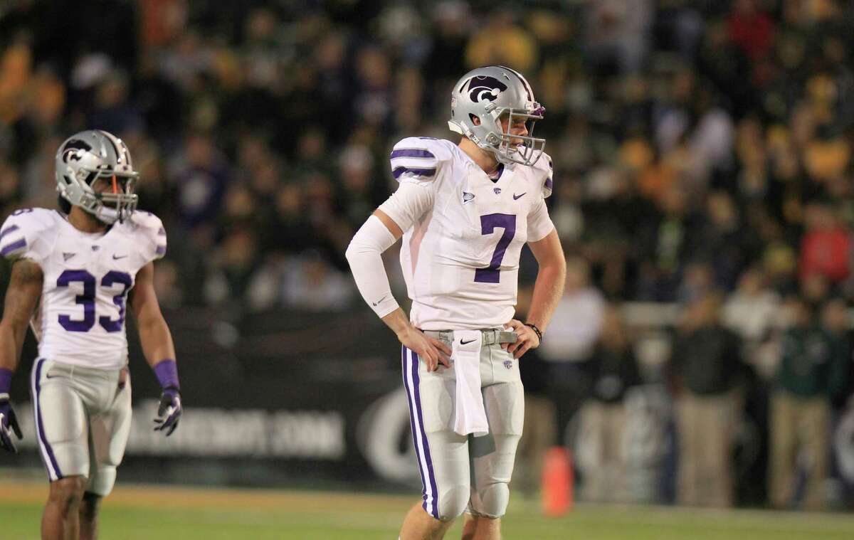 Kansas State quarterback Collin Klein (7) during the second half of the NCAA college football game against Baylor Saturday, Nov. 17, 2012, in Waco Texas. Baylor won 52-24. (AP Photo/LM Otero)