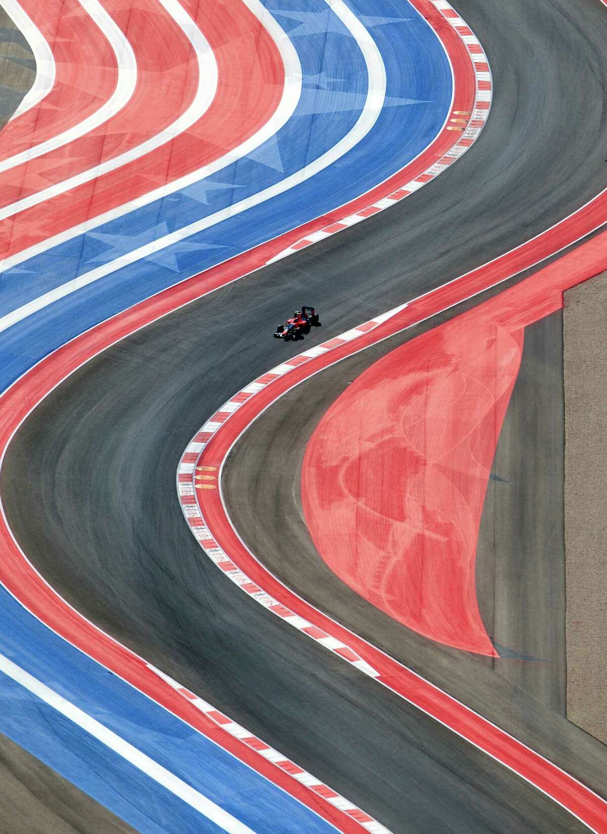 The Circuit of the Americas racetrack is seen Sunday Nov. 18, 2012 in an aerial image taken during the track's inaugural Formula 1 Grand Prix