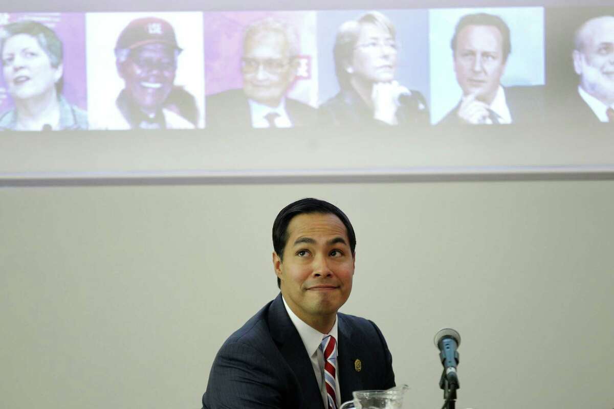 Special for San Antonio Express-News. Mayor of San Antonio, Julian Castro looks at his surrounding before he speaks to the students on "US Leadership in the 21st Century" at the London School of Economics and Political Science in London, Monday, Nov. 19, 2012.