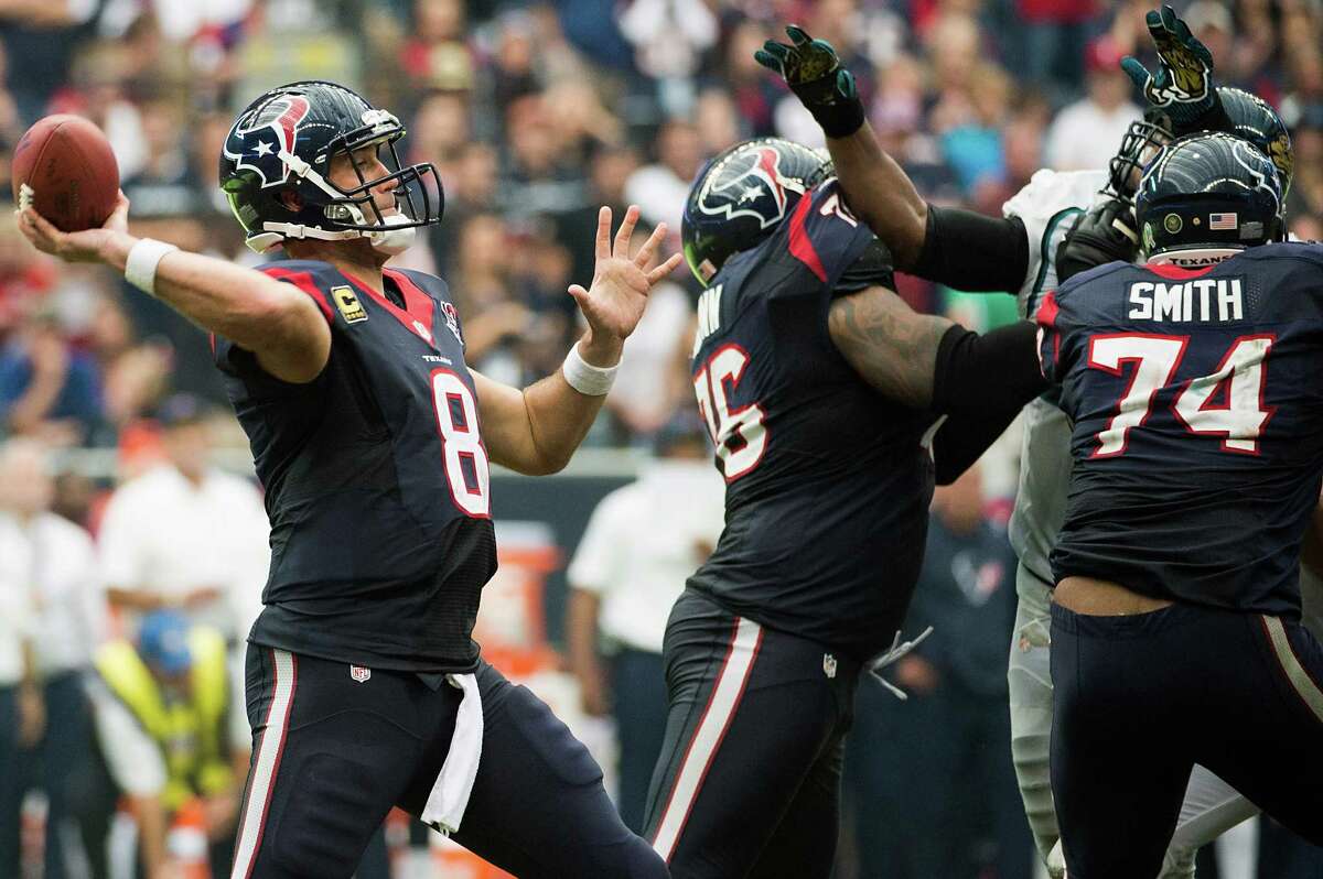 Matt Schaub (#8) of the Houston Texans looking at the sideline for further  instructions. The Jaguars defeated the Texans 31-24 at Reliant Stadium in  Houston TX. (Credit Image: © Anthony Vasser/Southcreek Global/ZUMApress.com