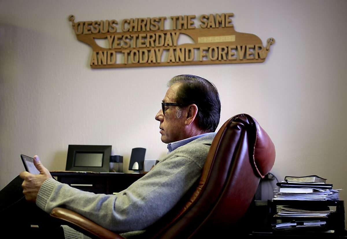 Pastor Larry Ihrig at his offices at the Celebration Christian Center in Livermore, Ca. on Tuesday Nov. 20, 2012. Pastor Ihrig starting his sermon last Sunday speaking on the subject on everyone's mind, the outcome of the Presidential election.