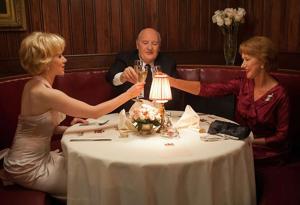 Scarlett Johansson as "Janet Leigh," Anthony Hopkins as ?’Alfred Hitchcock" and Helen Mirren as "Alma Reville" on the set of HITCHCOCK.