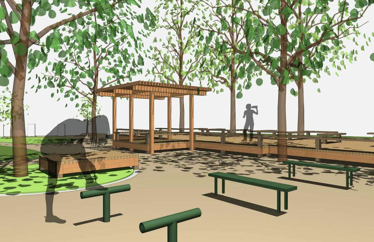An architectural rendering of the Memorial Park stretching deck, to be financed in part by a $10,000 donation from the Houston Marathon Foundation.