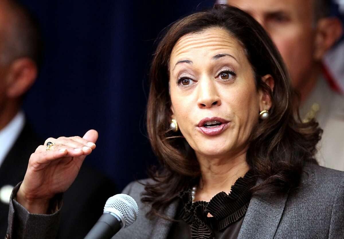 California Attorney General Kamala Harris speaks during a news conference Friday Nov. 16,2012 in Los Angeles. Harris says the number of human trafficking victims near 1,300 in 2 years. The number of people identified by law enforcement agencies as victims of human trafficking in California has increased steadily since 2010, Attorney General Kamala Harris said in a report Friday that calls the crime a growing threat.(AP Photo/Richard Vogel)
