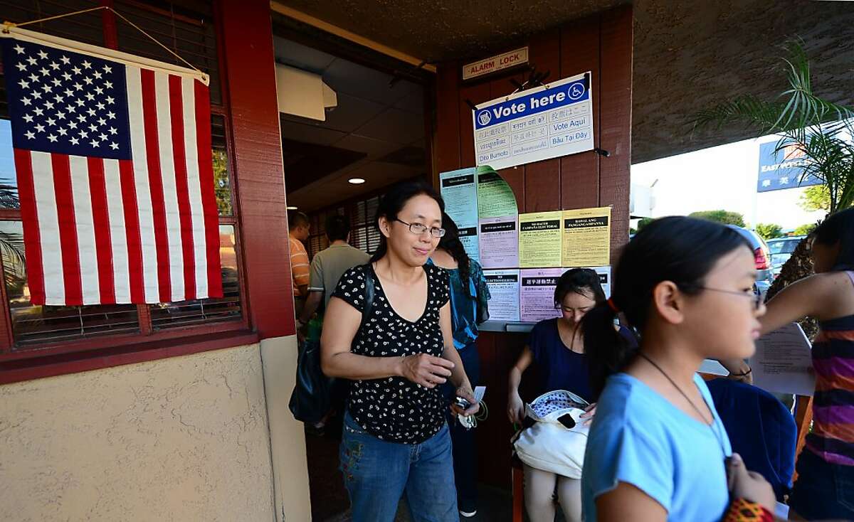 Asian Americans vote on Election Day at a Denny's Restaurant in Temple City, Los Angeles County, on November 6, 2012 in California. AFP PHOTO/Frederic J. BROWNFREDERIC J. BROWN/AFP/Getty Images