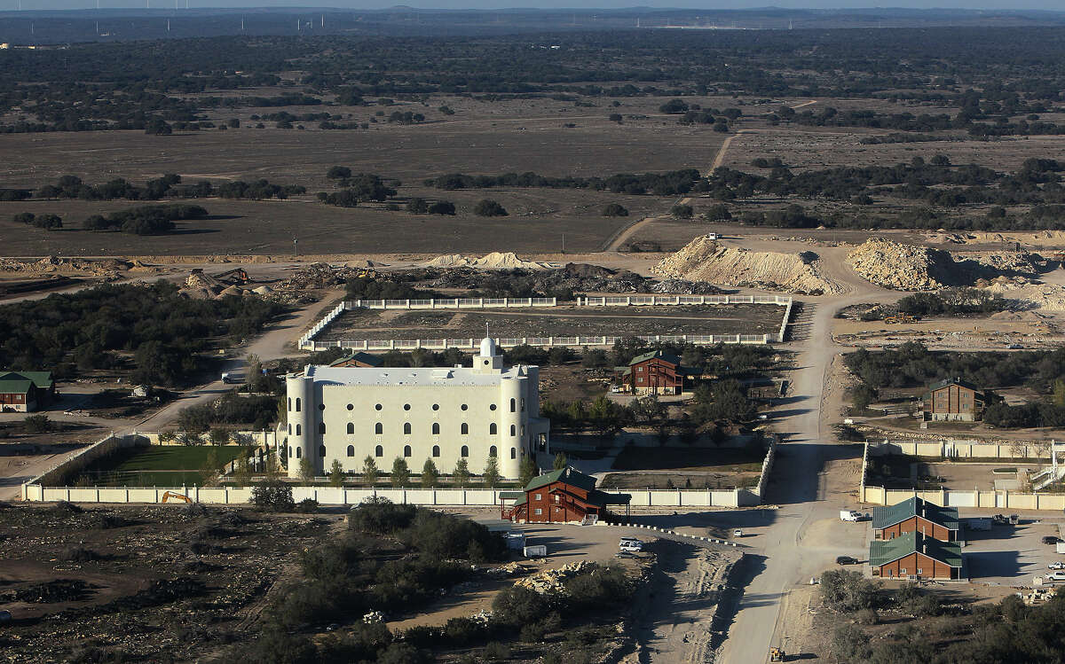 Aerial view of the church and surrounding lodging at the Yearning for Zion ranch in Eldorado, Texas on Wednesday, Nov. 28, 2012. The Texas attorney general's office filed documents to seize the ranch on Wednesday. The property belonged to Warren Jeffs who served as the spiritual leader and prophet of the Fundamentalist Church of Latter Day Saints. Jeffs was convicted on two child sex charges and sentenced to life plus 20 years in prison.