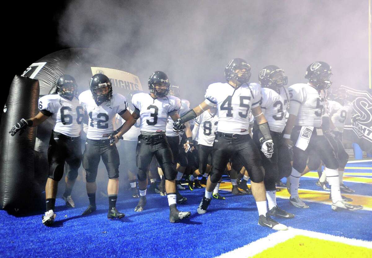 The Steele Knights take the field for their Class 5A Division II playoff game against Edinburg in Kingsville on Saturday, Dec. 1, 2012.