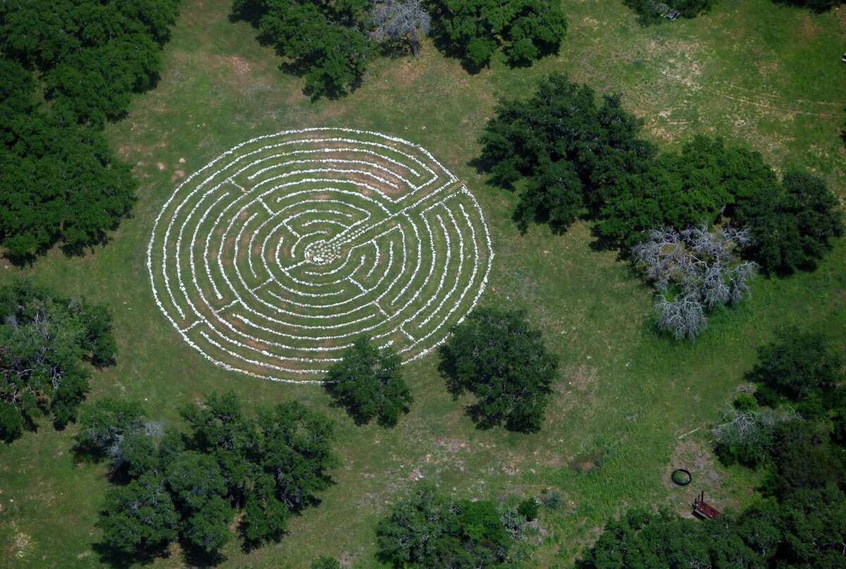 The labyrinth at St. Thomas Episcopal Church is seen in this April 10, 2012 aerial photo. According to the website labyrinthlocator.om, the labyrinth was built in 2008 and is a reproduction of the 13th century labyrinth found in the Chartres Cathedral in France.