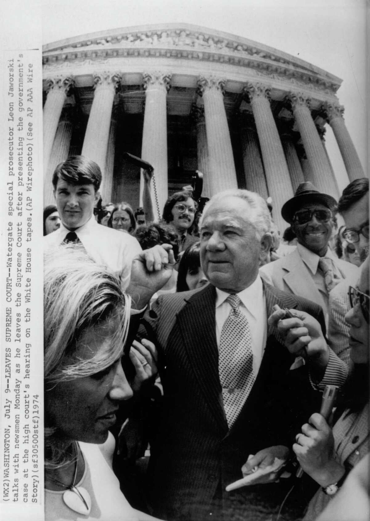 Fulbright & Jaworski's Leon Jaworski, outside the U.S. Supreme Court building in 1974, was special prosecutor in the Watergate scandal.