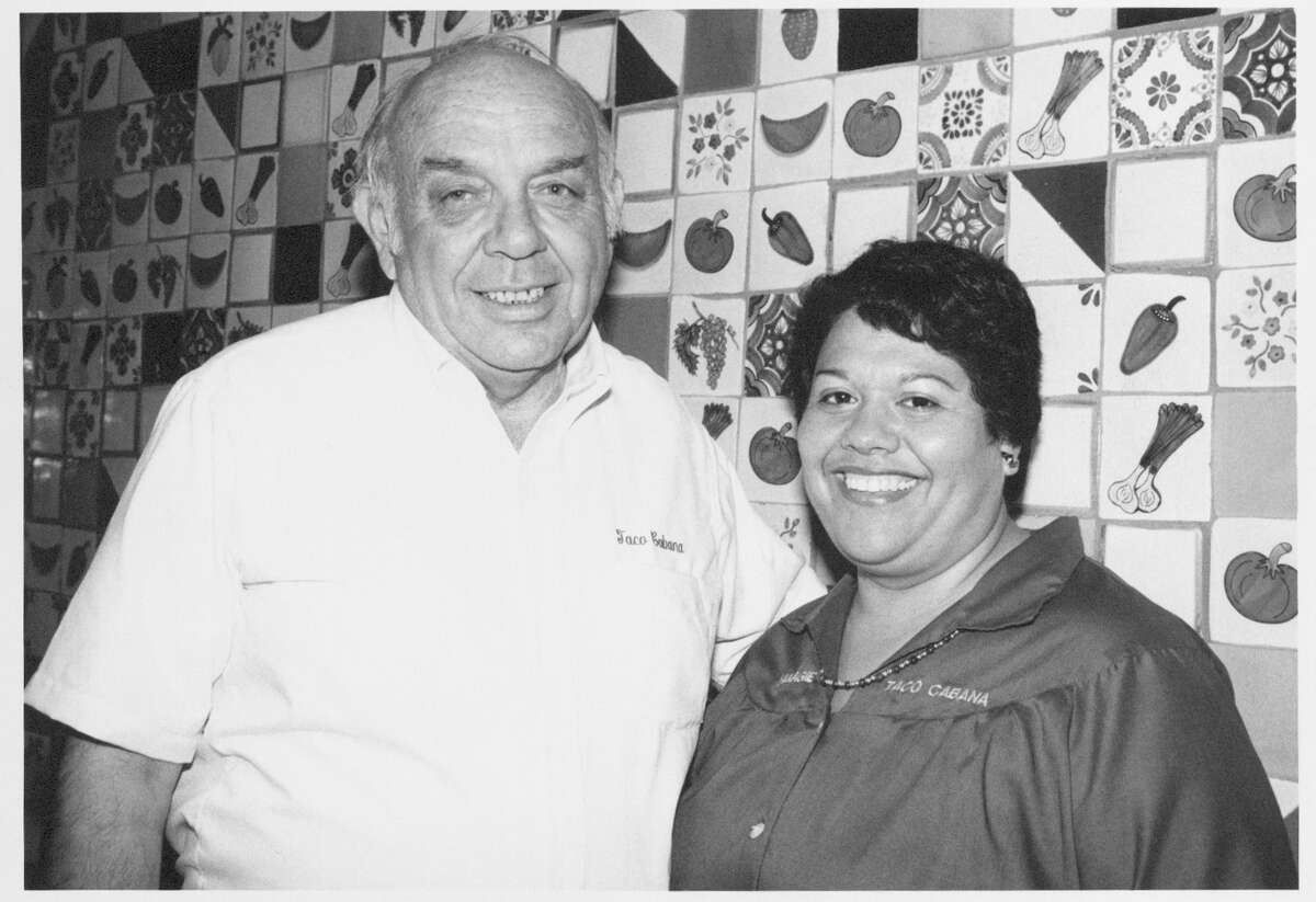 Felix Stehling, the owner of Taco Cabana, and Margie Abonce, the restaurant chain's kitchen director in a photo dated April 29, 1986. Stehling, who ran the chain with several of his siblings, later took it public and then was eased out of the business in 1994. Abonce went to work for several of Stehling's siblings at Mama Margie's, a restaurant with two locations that are named after her. File photo.