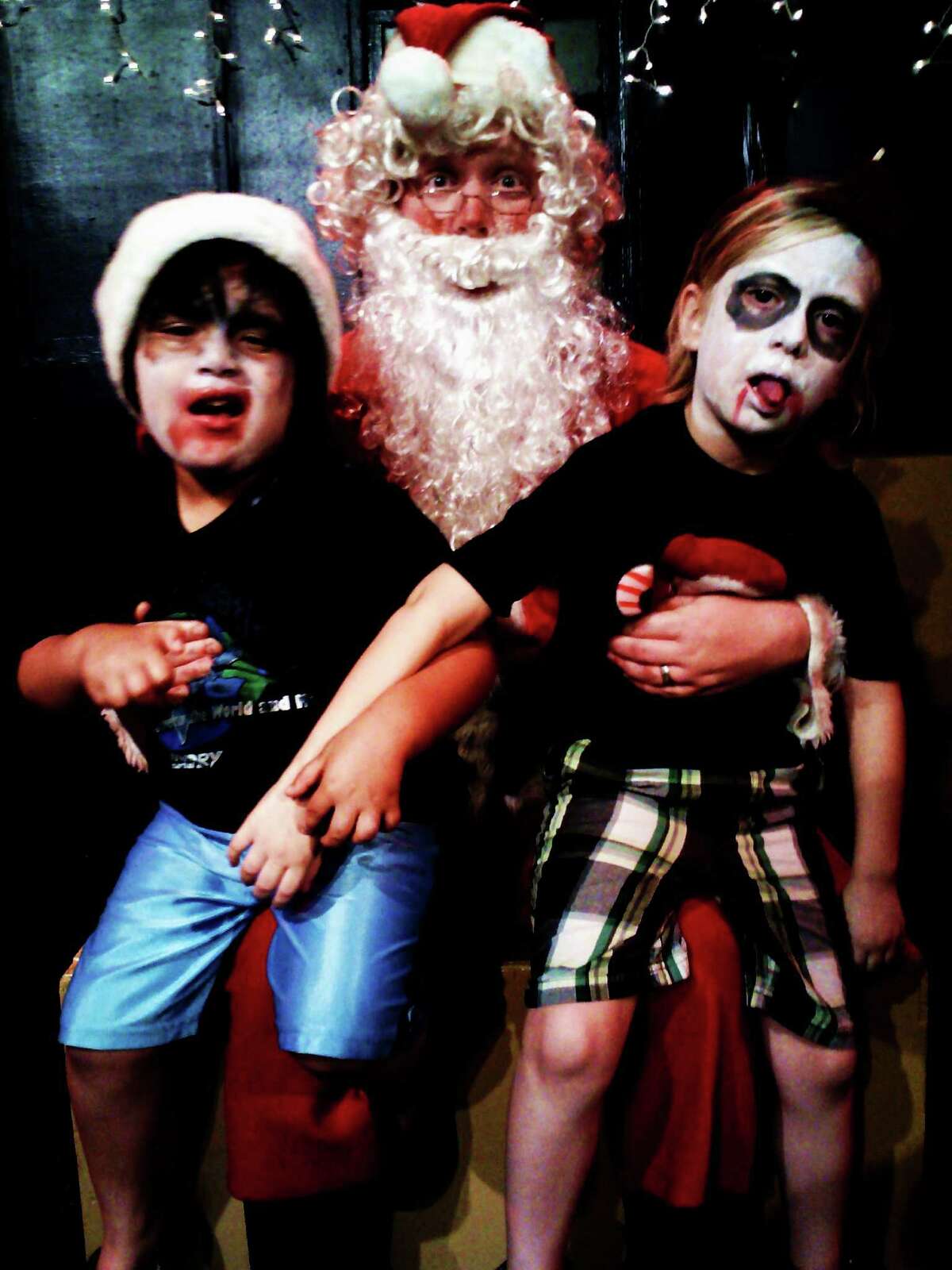 Isaias Mendez (from left), Chris Manley and Sawyer Manley appear in the goofy holiday production.