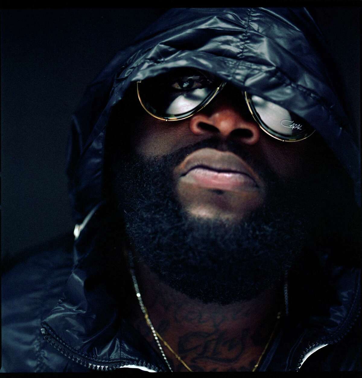 Rick Ross in New York on April 1, 2009. Ross is the embodiment of the current state of rap-as-theater, thanks to his huge personality (and physique), secret past as a prison guard and elaborate Internet-driven feud with 50 Cent, who calls him "Officer Ricky." (Damon Winter/The New York Times)