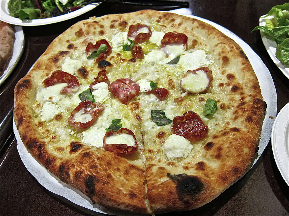 The Pizza Bianco with fennl sausage and goat cheese at Pizaro's Pizza.