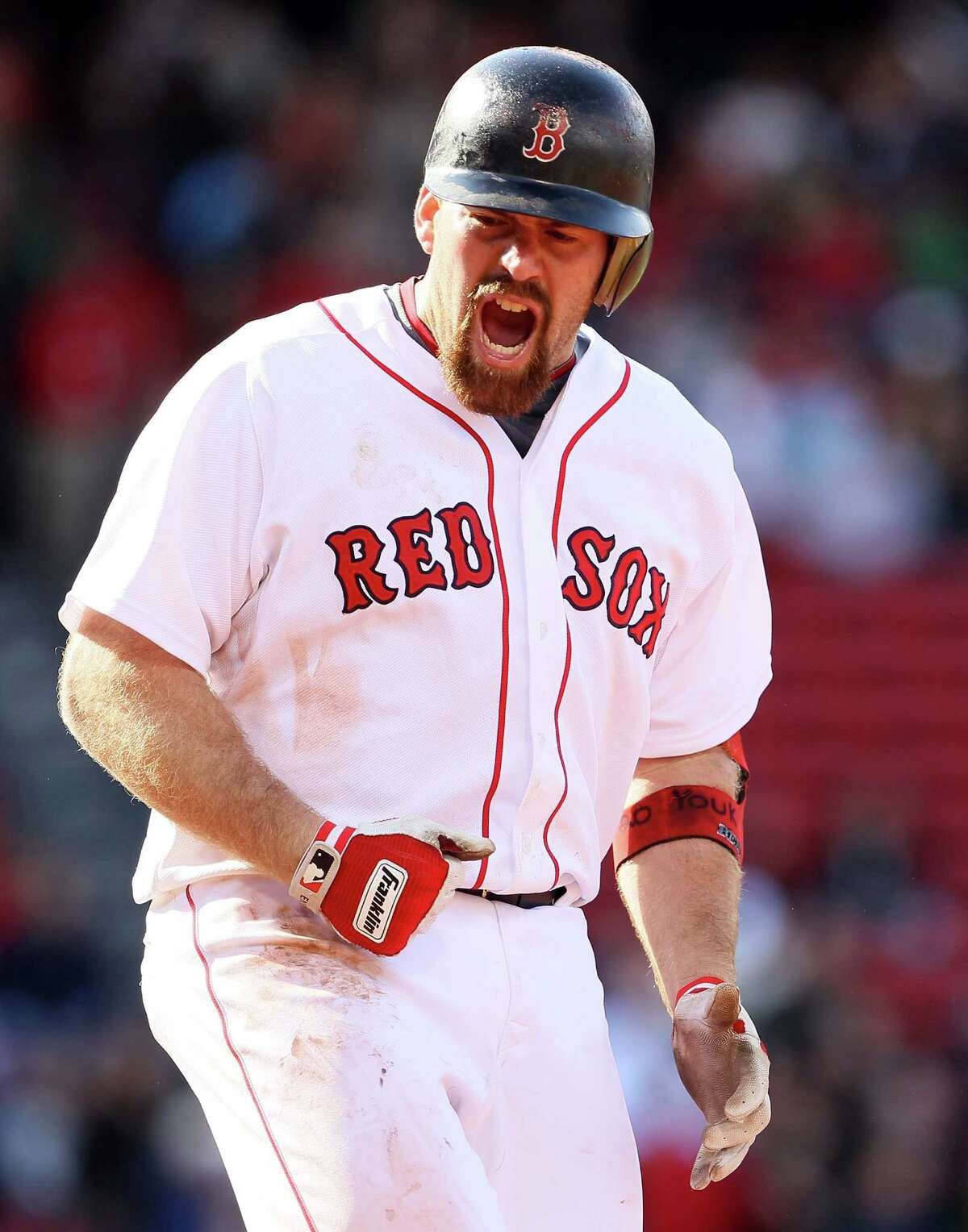 FILE - DECEMBER 11: According to reports, free agent third baseman Kevin Youkilis will sign with the New York Yankees for one year and $12 million, pending a physical. BOSTON, MA - MAY 05: Kevin Youkilis #20 of the Boston Red Sox reacts after flying out in the eighth inning against the Los Angeles Angels on May 5, 2011 at Fenway Park in Boston, Massachusetts. The Los Angeles Angels defeated the Boston Red Sox 11-0. (Photo by Elsa/Getty Images)