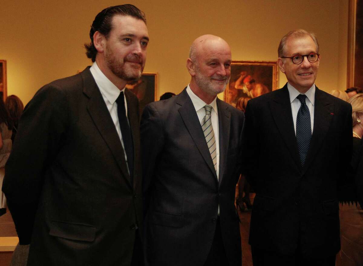 Miguel Zugaza, Director of the Prado Museum, from left, Ramon Gil-Casares Satrustegui, Ambassador of Spain; Gary Tinterow, MFAH Director, attend the patrons dinner and preview of "Portrait of Spain: Masterpieces from the Prado" at the Museum of Fine Arts Houston.