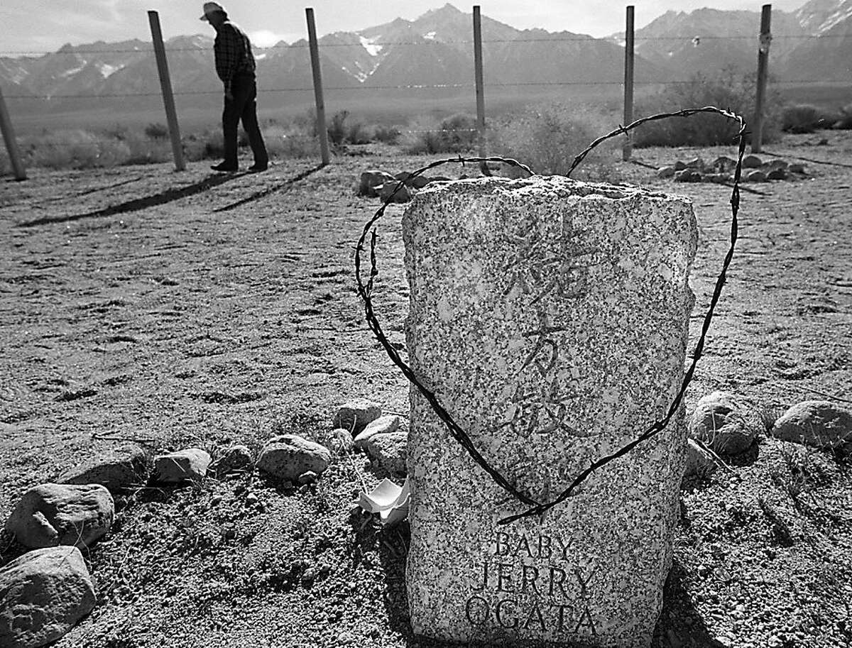 MANZANAR8/12MAR97/SC/BW--At the cemetery on the west end of the camp, a few small graves remember the loss of children who dies while interred. By Brant Ward/Chronicle