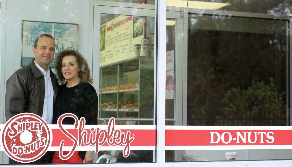 Lawrence Shipley III, and his sister, Sharon A. Shipley, stand at the Shipley Do-Nuts shop at 1209 Dairy Ashford, Tuesday, Dec. 11, 2012, in Houston. ( Karen Warren / Houston Chronicle )