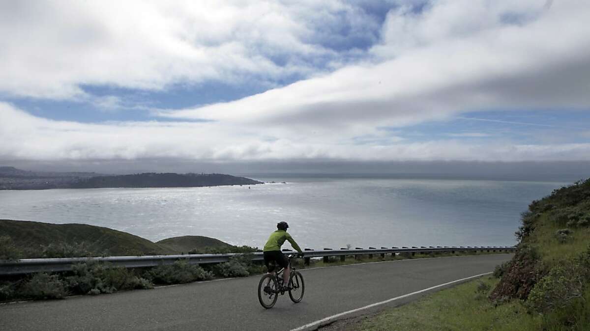 Cyclist like Steve Kirkham from San Francisco rides the one-way section of upper Conzelman Road in the Marin Headlands several times a month; he and others will have to use alternate routes starting Monday March 1, 2010. The Marin Headlands roadway will be closed to the public as Construction crews work on Project Headlands, that will include a number of improvements, like bike lanes and widening of the roadway in spots used by sightseers, hikers and cyclist Wednesday Feb. 24, 2010.