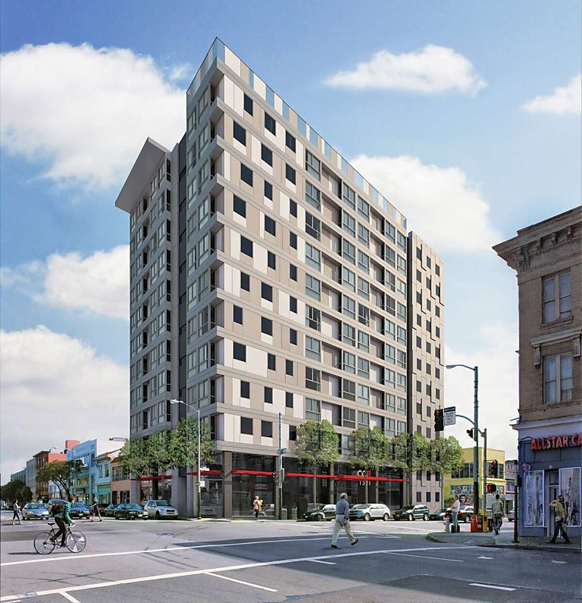 Microapartment complex at 9th and Mission Streets, San Francicso, being built in 2013. The complex is near the Twitter offices.