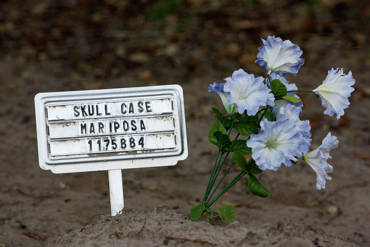 Flowers are seen by “John Doe” burial sites at Brooks County’s cemetery in Falfurrias. So far this year, 127 bodies have been found in the county.