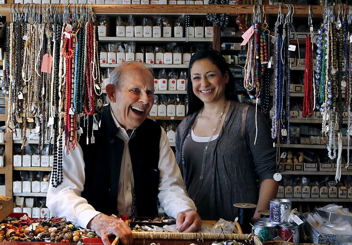 Co-owners Hermon Baker and Sandra Fish work behind the counter at the Yone bead store in San Francisco, Calif. on Wednesday, Sept. 26, 2012.