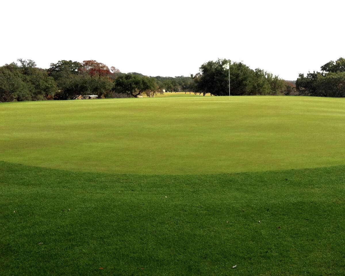 The greens at Vaaler Creek Golf Club south of Blanco, such as this on No. 1, are fast and often have elevation changes.