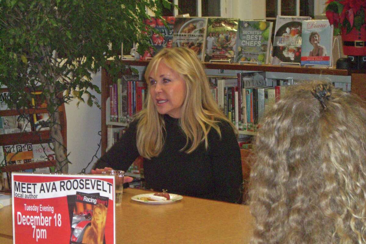Ava Roosevelt discusses her novel, "The Racing Heart," at the Rowayton Library recently.