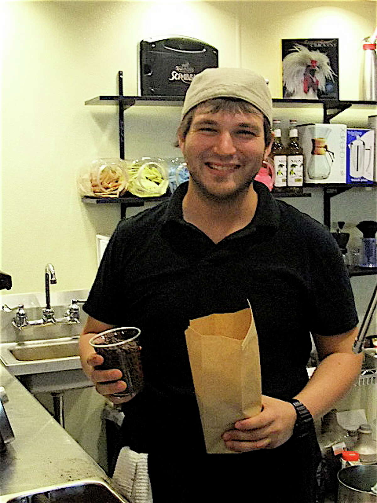 Barista David Buehrer, at Tuscany Premium Coffees in Greenway Plaza.