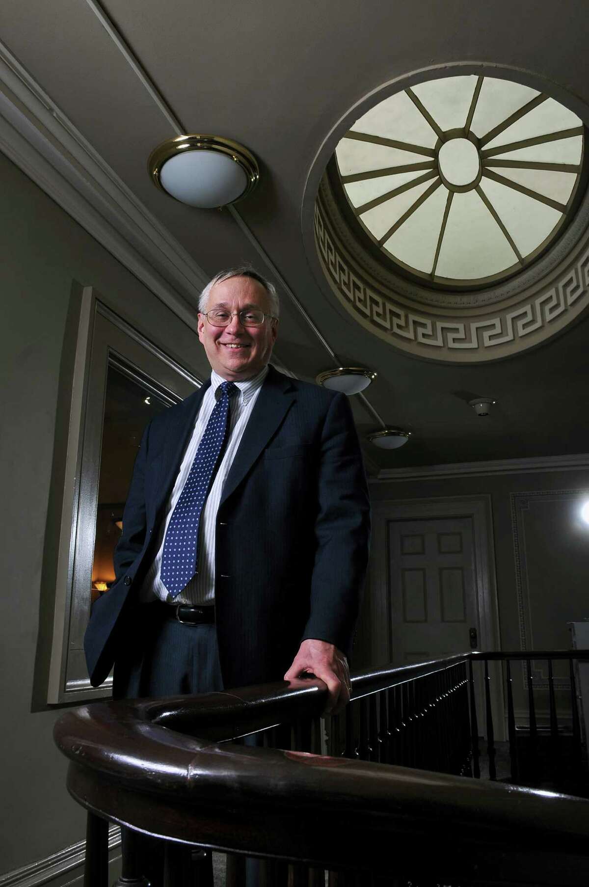 Robert Lowry, Deputy Director of the New York State Council of School Superintendents, in a hallway outside of his office on Wednesday April 13, 2011 in Albany, NY. (Philip Kamrass/ Times Union )