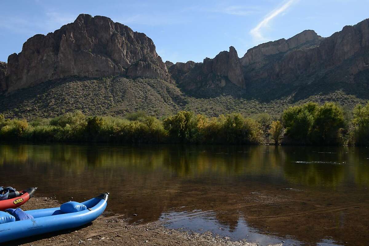 A kayak excursion on the Salt River can be as easy as a float trip, or can incorporate some whitewater.