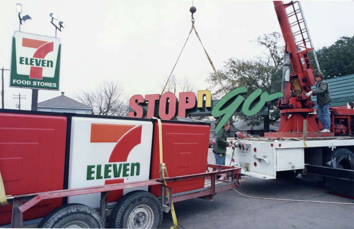 PHOTOS: 7-Eleven in pop culture  These 7-Eleven signs came down in 1988 at 2418 Yale. The world's largest convenience store chain is coming back to the Houston area, it said in a release this week. Click through to see the iconic brand in pop culture...