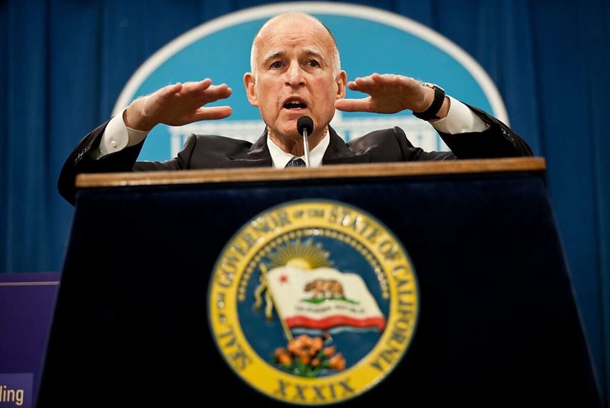 Gov. Jerry Brown announces his proposed state budget at the State Capitol January 8, 2013 in Sacramento, Calif. Brown is proposing a $97.7 billion plan that is 5 percent higher than the current year's spending.