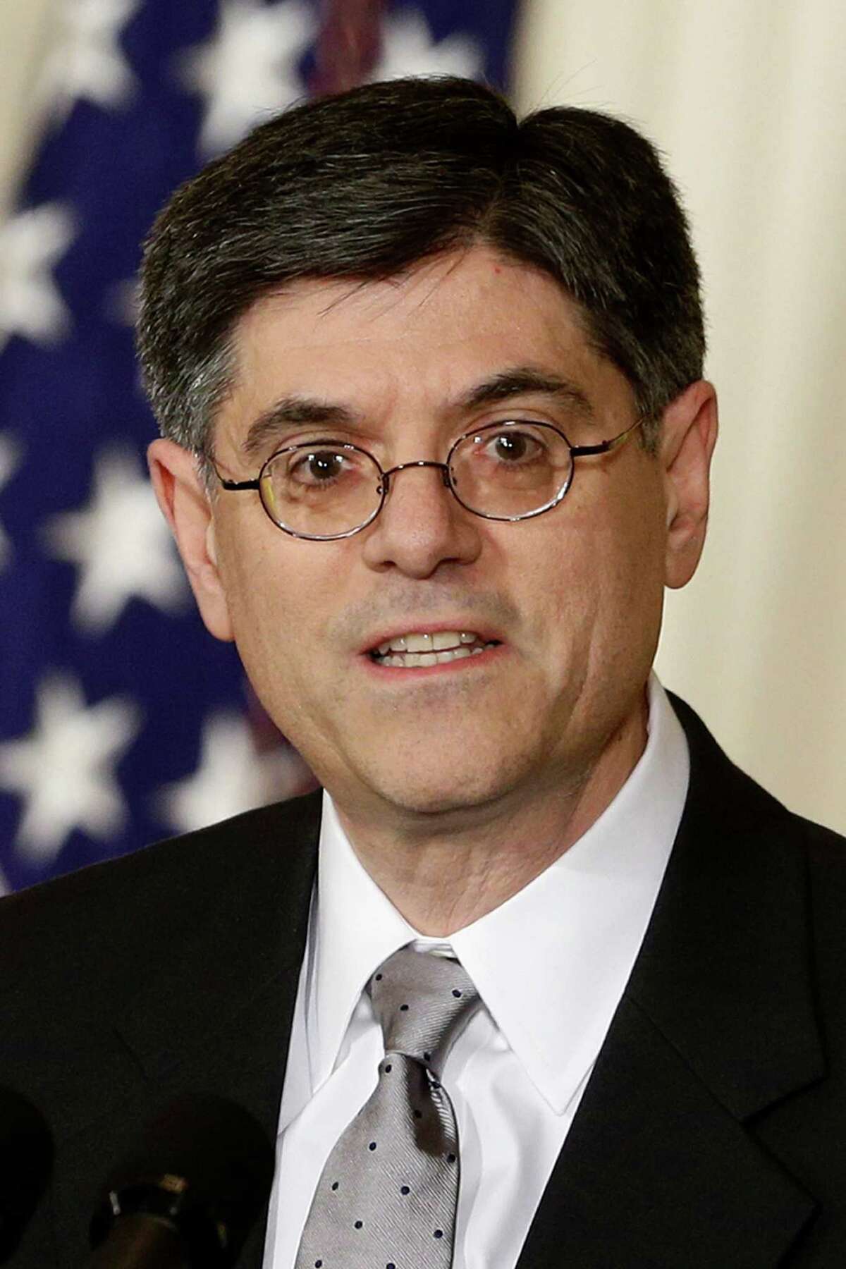 Jack Lew, the current White House chief of staff, speaks in the East Room of the White House in Washington, Thursday, Jan. 10, 2013, where President Barack Obama announced Lew as his nominee as the next Treasury Secretary. (AP Photo/Charles Dharapak)