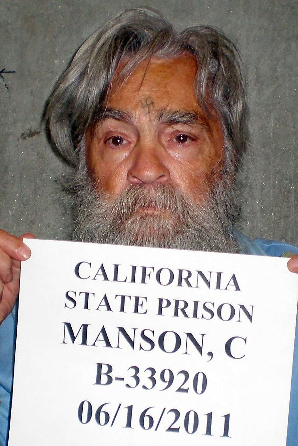 In this photo taken June 16, 2011 and provided by the California Department of Corrections, Charles Manson is seen in Corcoran, Calif. Manson is scheduled to have a parole hearing at Corcoran State Prison on Wednesday, April 11, 2012. (AP Photo/California Department of Corrections)