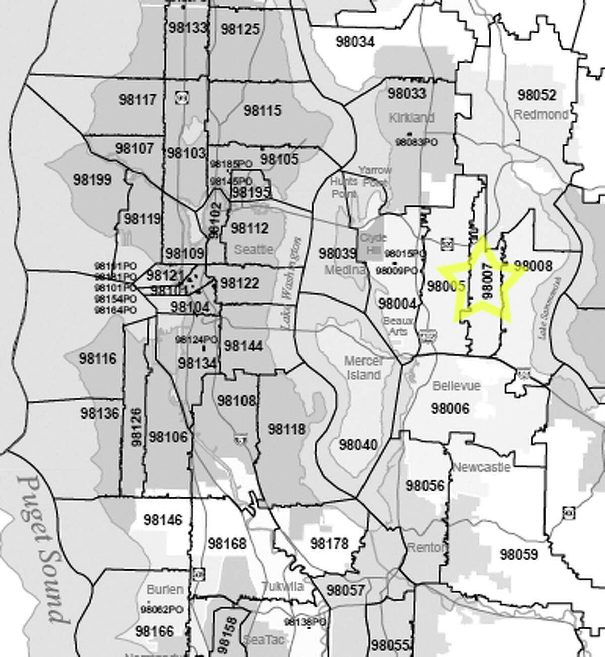 Bellevue Zip Code Map