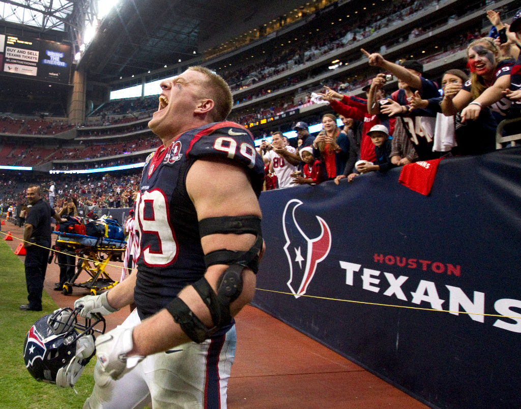 Youth Houston Texans JJ Watt Navy Blue Primary Gear Name & Number Long  Sleeve T-Shirt