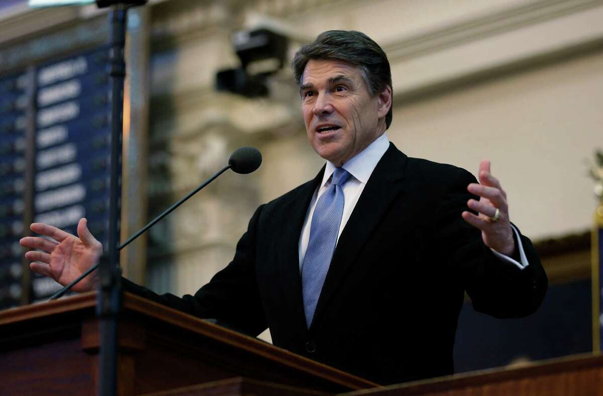 Texas Gov. Rick Perry addresses the opening session of the 83rd Texas Legislature on Tuesday, Jan. 8, 2013, in Austin.