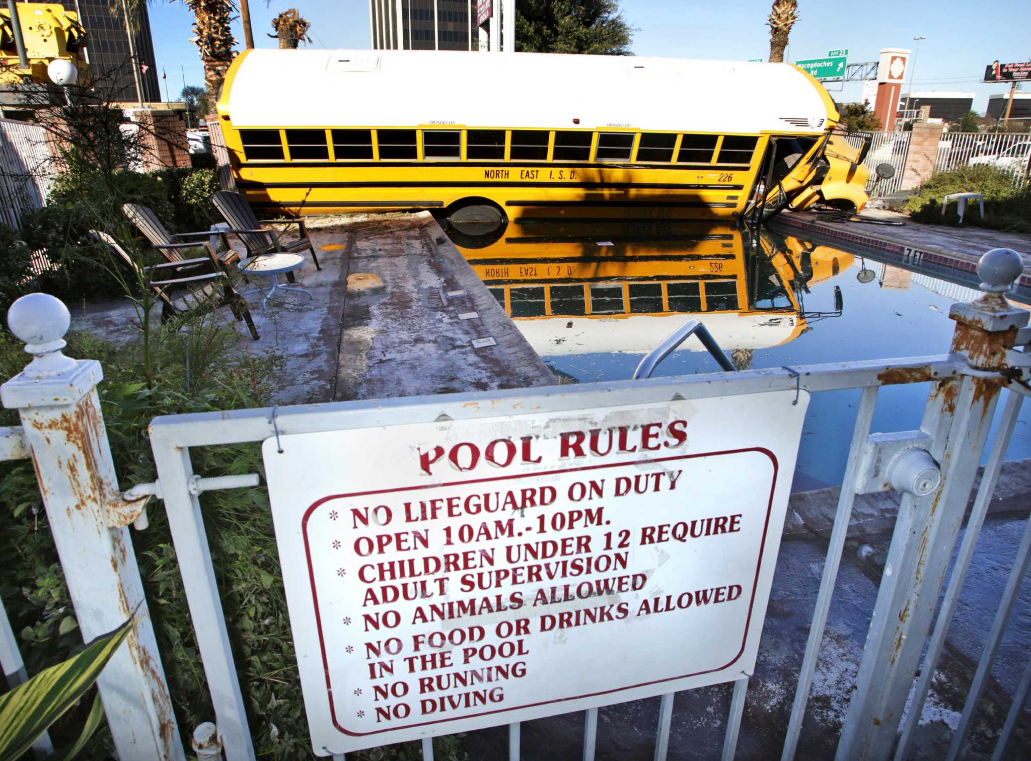 NEISD bus crashes into pool