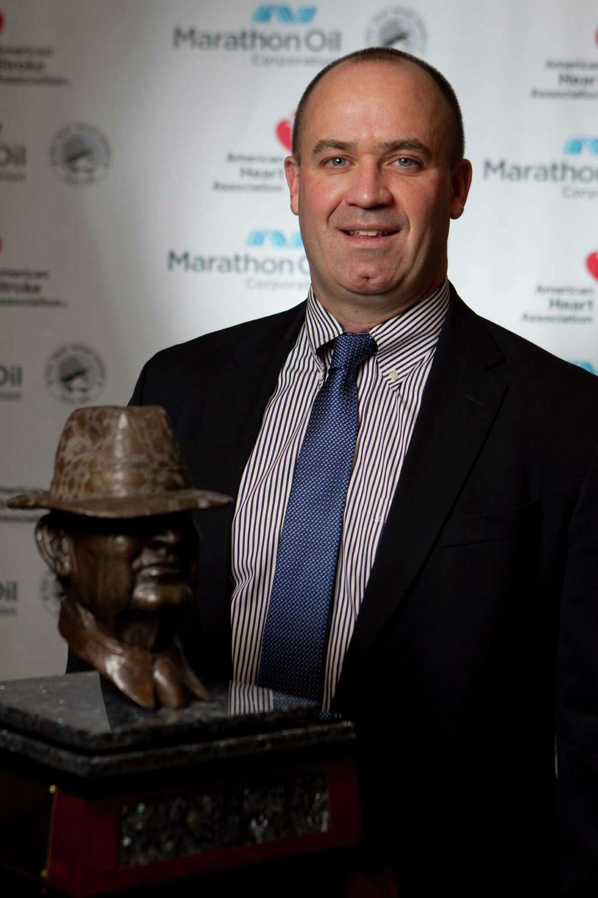 Penn State head coach Bill O' Brien won the 2013 Marathon Oil Corporation Paul 'Bear' Bryant Award. (Nick de la Torre/Houston Chronicle)