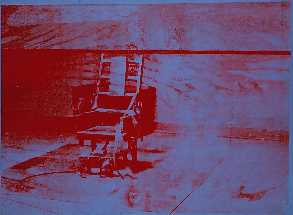 Andy Warhol's 1967 "Big Electric Chair" conjures an ultimate mortal stillness with ghostly images of electric chairs.  Artists Rights Society (ARS)