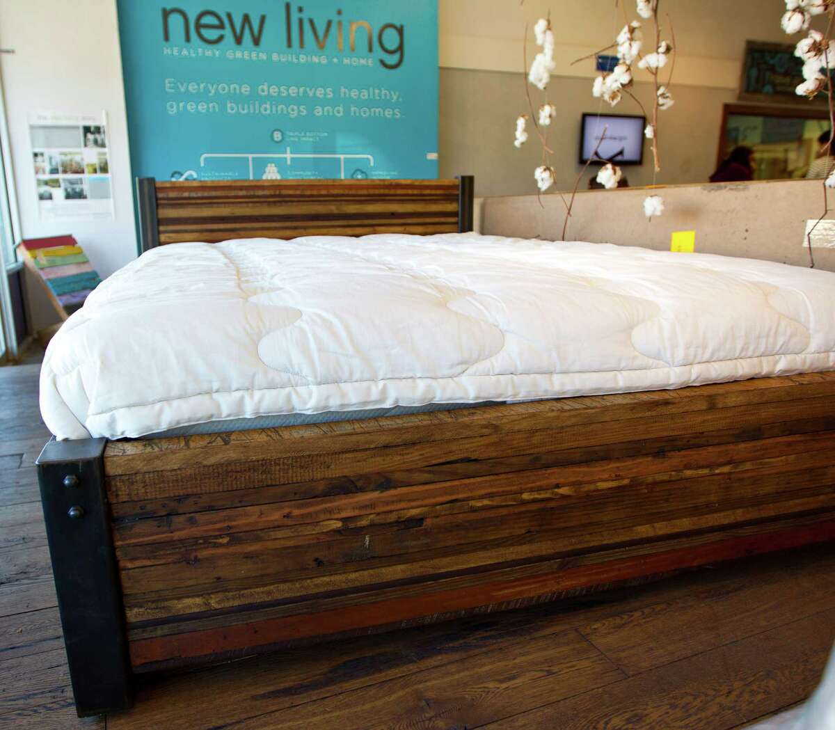 One of the finished furniture pieces made in the workshop in Made @ New Living, a custom furniture store inside the larger New Living store on Kirby, Thursday, Jan. 17, 2013. ( Karen Warren / Houston Chronicle )