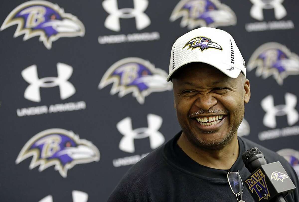 Baltimore Ravens offensive coordinator Jim Caldwell speaks at a news conference at the team's training facility in Owings Mills, Md., Friday, Jan. 25, 2013. The Ravens are scheduled to face the San Francisco 49ers in NFL football's Super Bowl XLVII in New Orleans on Sunday, Feb. 3. (AP Photo/Patrick Semansky)