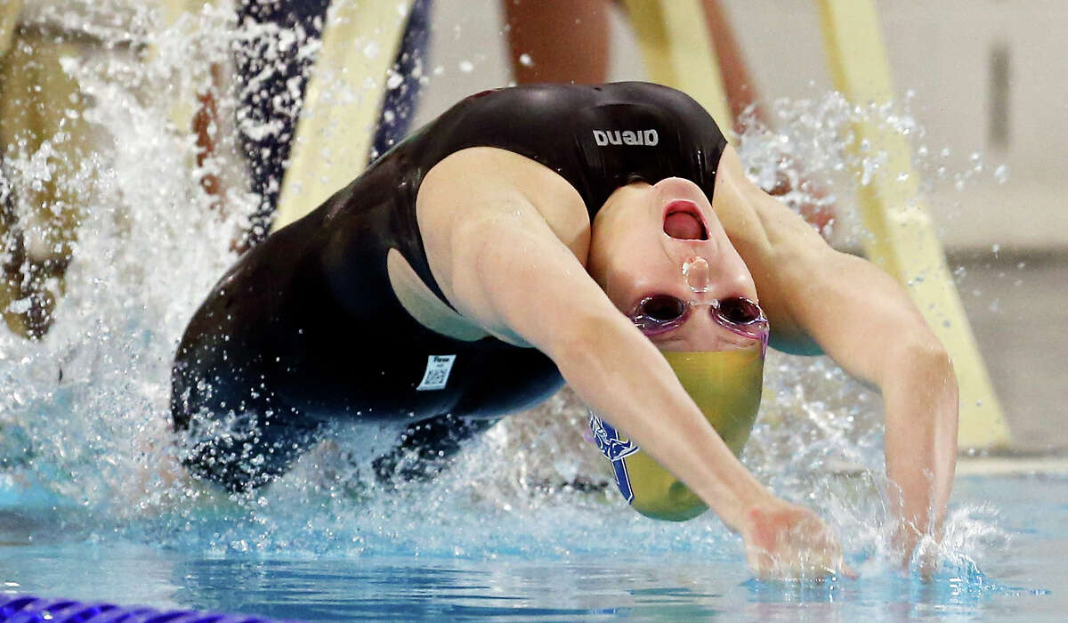 Abby McAlpin competes in the 100-yard backstroke in 2013 at the George Block Aquatic Center. The center has a 4.5-star Yelp rating.
