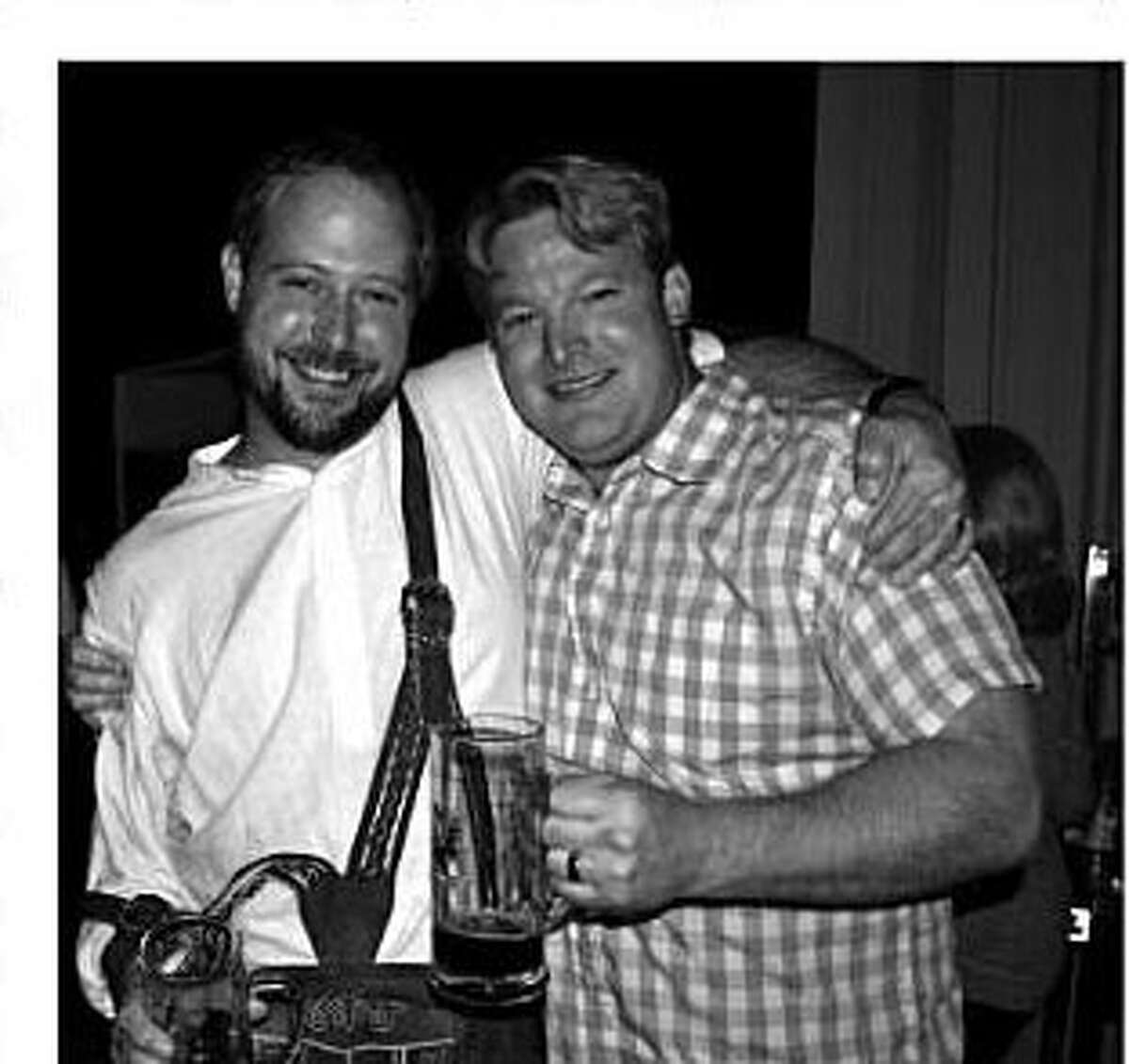 Ash Rowell (right, with Dave Fougeron) was shot to death on Friday night in Houston. (Photo from the book "Houston Beer" by Ronnie Crocker.)