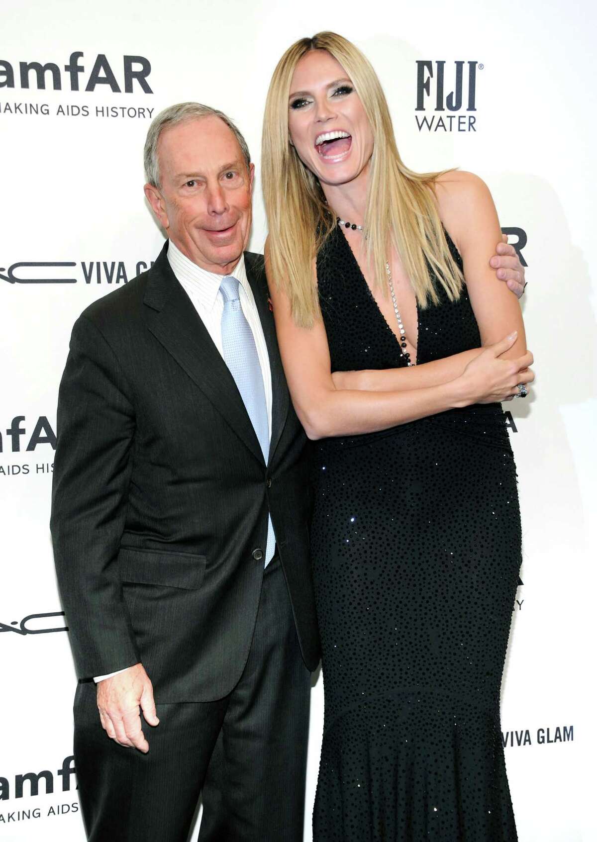 New York Mayor Michael Bloomberg and honoree Heidi Klum attend amfAR's New York gala at Cipriani Wall Street on Wednesday, Feb. 6, 2013 in New York.
