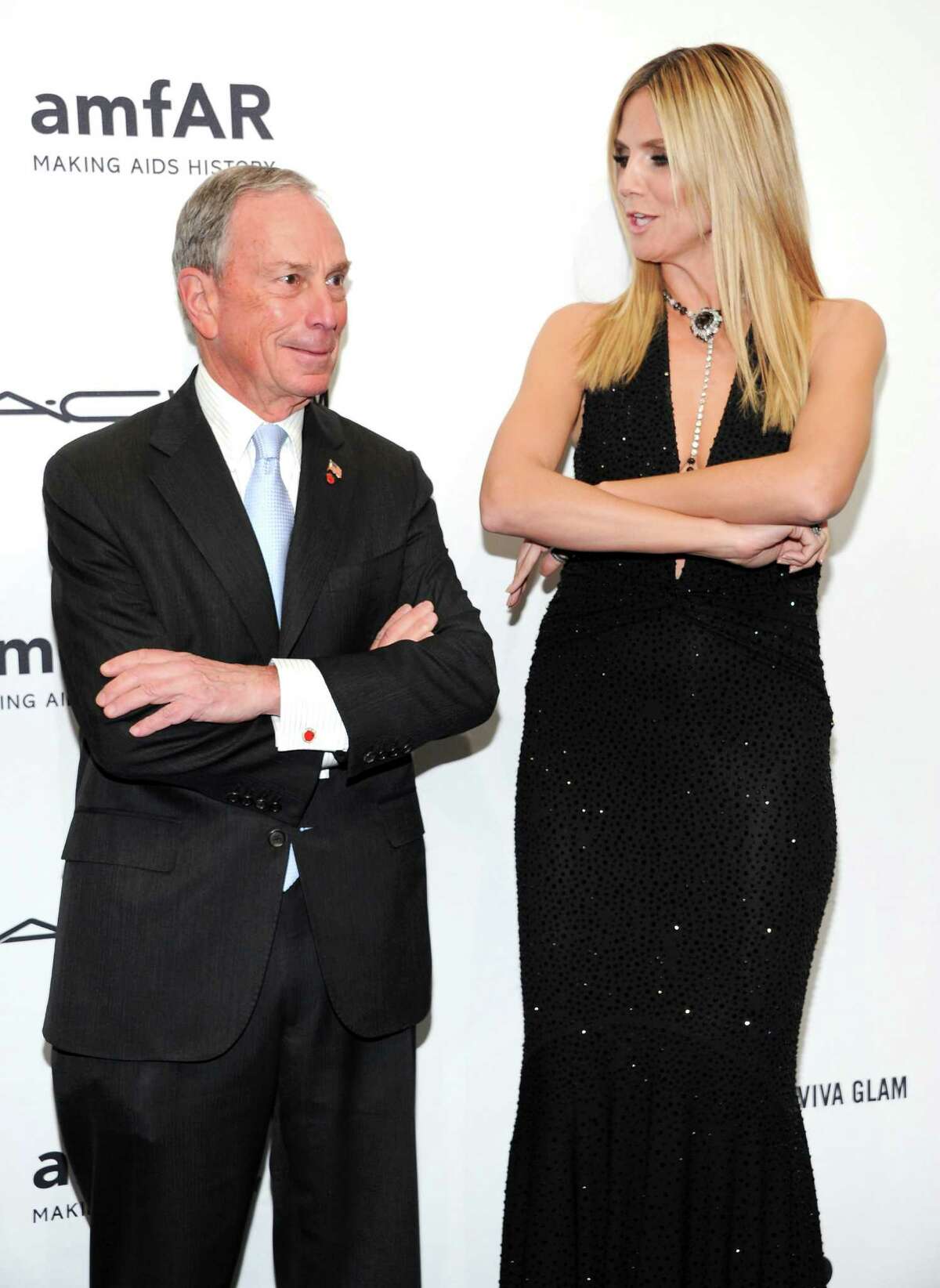 New York Mayor Michael Bloomberg and honoree Heidi Klum attend amfAR's New York gala at Cipriani Wall Street on Wednesday, Feb. 6, 2013 in New York.