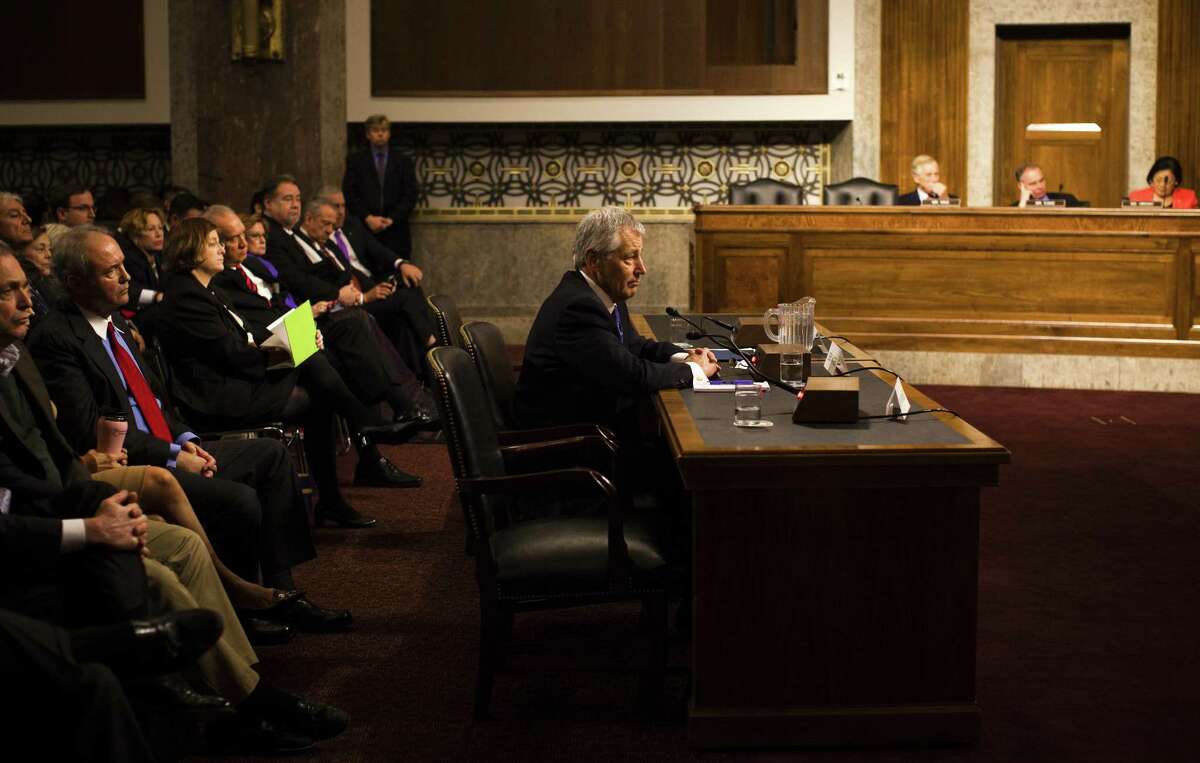 Some readers wonder if former Sen. Chuck Hagel, shown here at his confirmation hearing for secretary of defense, is the right man for the job.