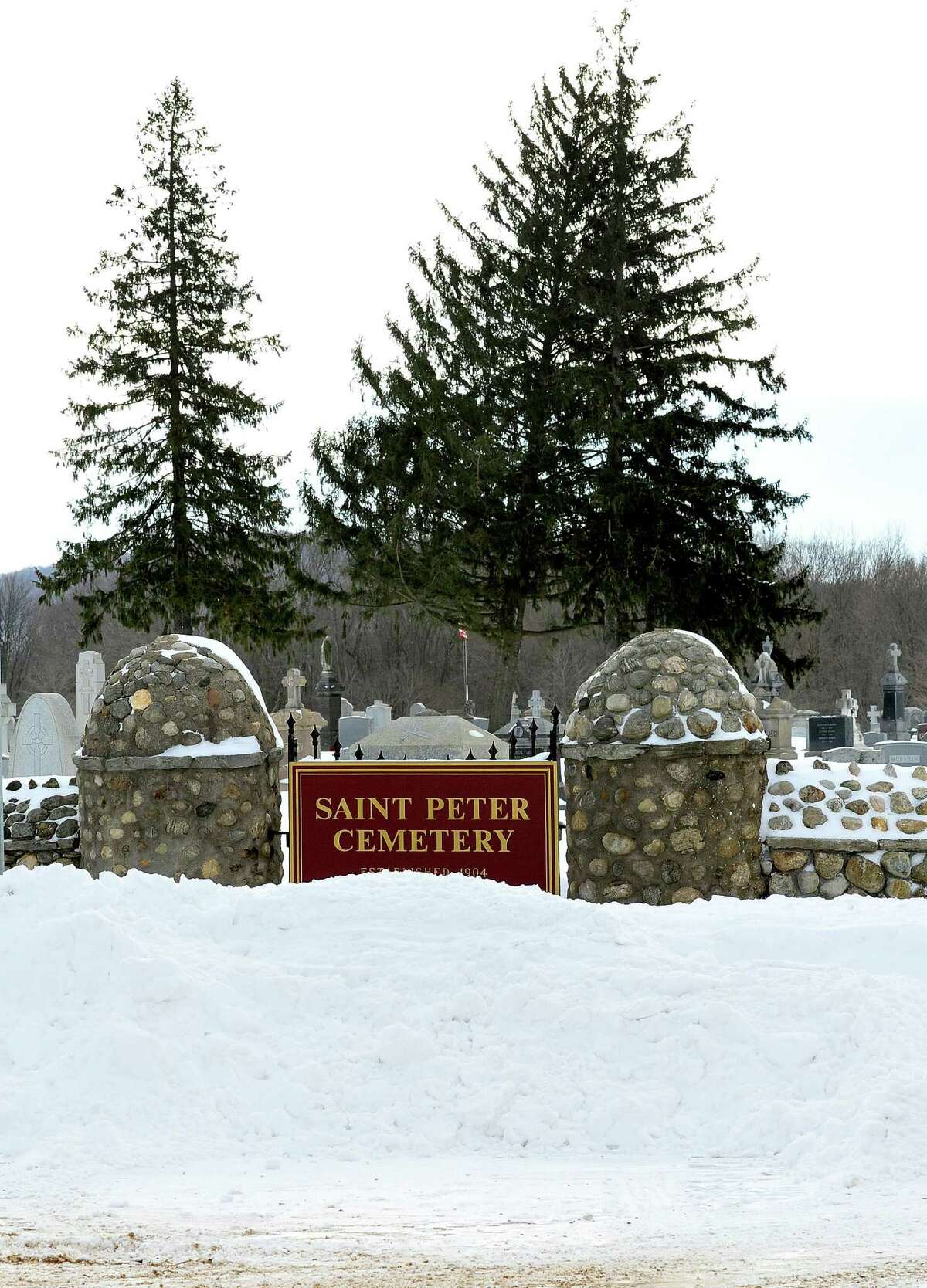 St. Peter's Cemetery is buried in snow along Kenosia Avenue in Danbury Saturday, Feb. 9, 2013.
